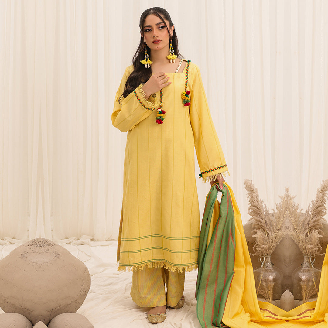 3 Pc Yarn Dyed Unstitched Suit - ZL25-C10-01