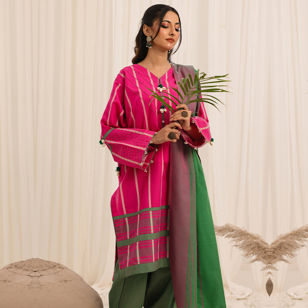 3 Pc Yarn Dyed Unstitched Suit - ZL25-C10-02